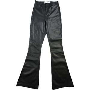 HOLLISTER Faux Leather Pants Women’s 25 Black Flare Ultra High Rise Festival